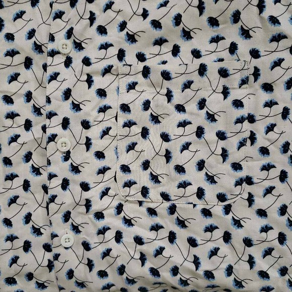 Vintage Silk Mens Button Front Shirt Multicolor Beige Floral Short Sleeves M - Picture 8 of 8